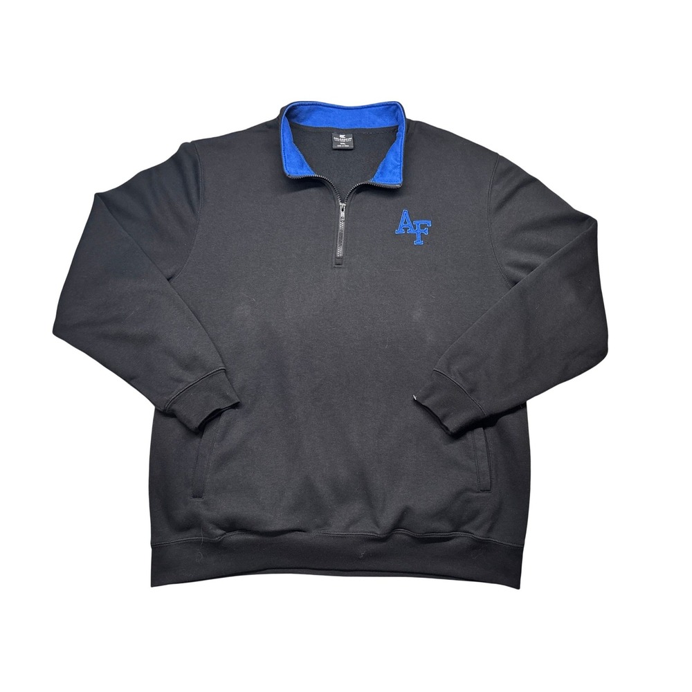Colosseum Air Force Falcons Quarter Zip Sweatshirt Mens XXL Black‎ Blue Pullover